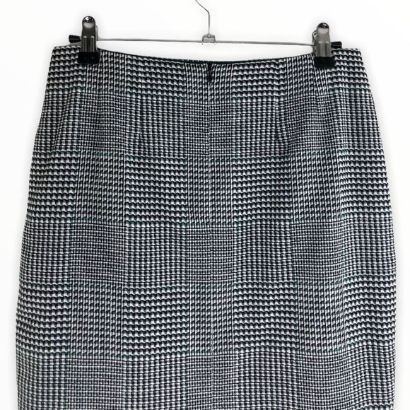 Escada Houndstooth Black White Green Pencil Skirt size 4/34 - Picture 4 of 14